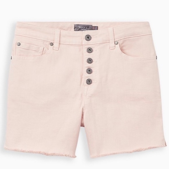 NWT Torrid High Rise Midi Short Button Fly Vintage Stretch Pearl Pink Size 14 - Picture 4 of 6
